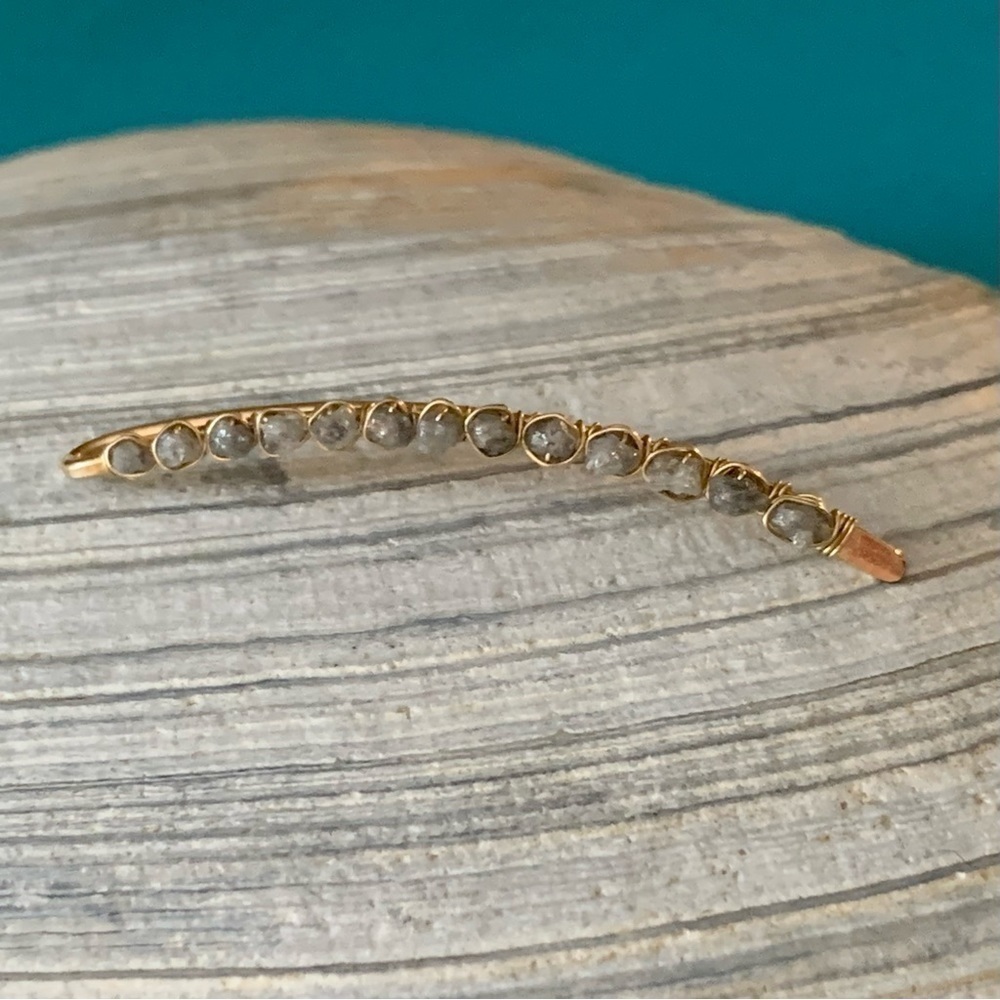 Handmade Gold and Gray Druzy Ear Climber